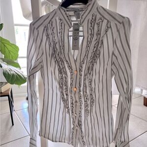 Caché brand blouse white & silver , size M bottom down shirt